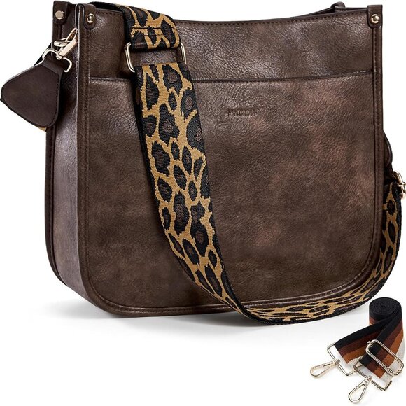 Crossbody Bags for Women Trendy Vegan Leather Hobo Handbags With 2PCS Adjustable - Picture 1 of 8